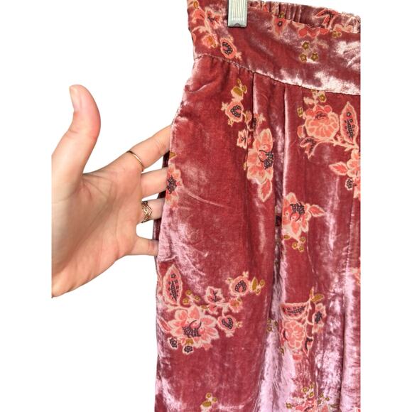 NEW NWT Hutch Dusty Rose Velvet Floral Burnout Wide Leg Trouser Pants - S - Picture 3 of 9